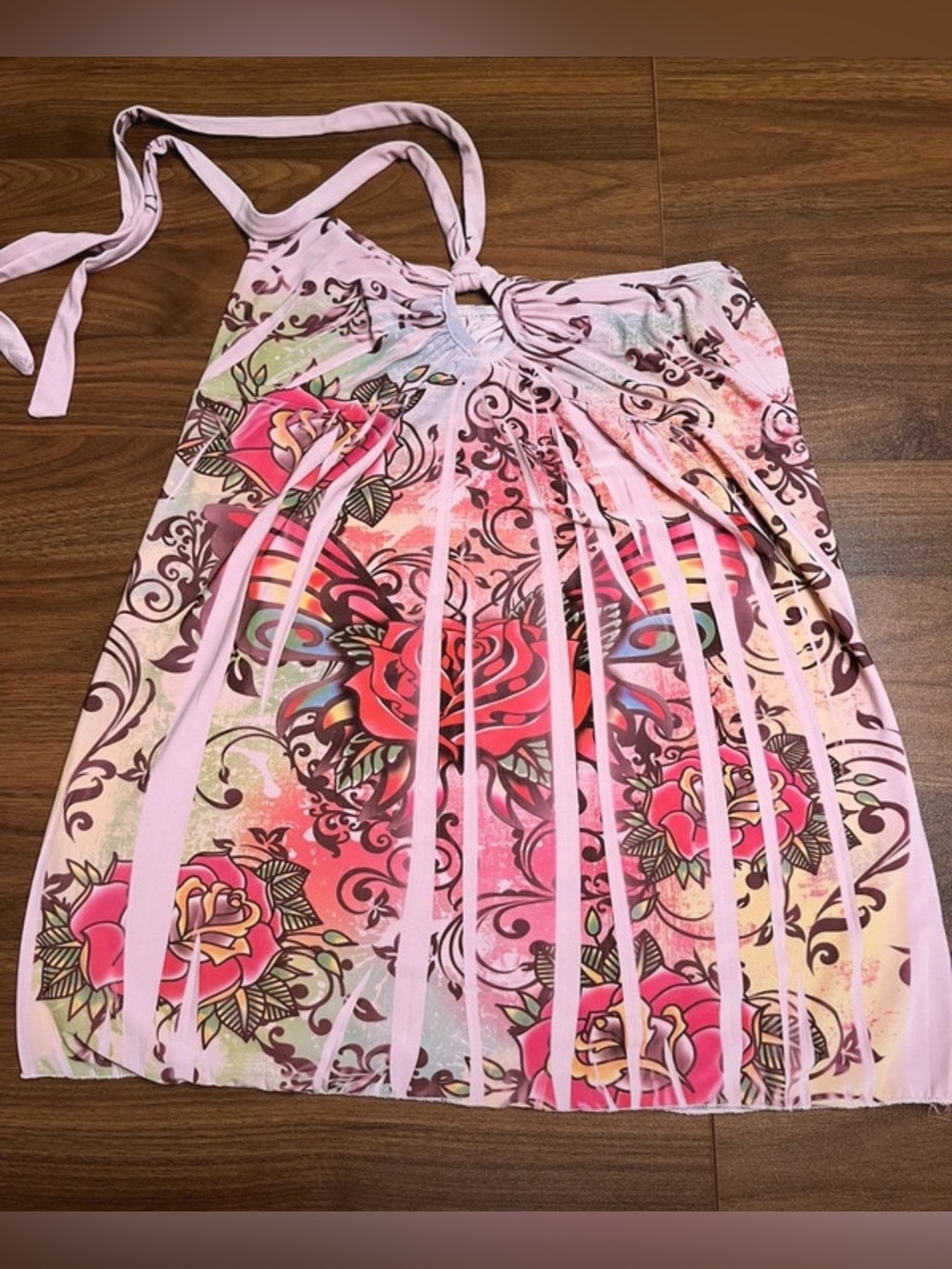 Floral Designed Halter Top Y2K Inspired